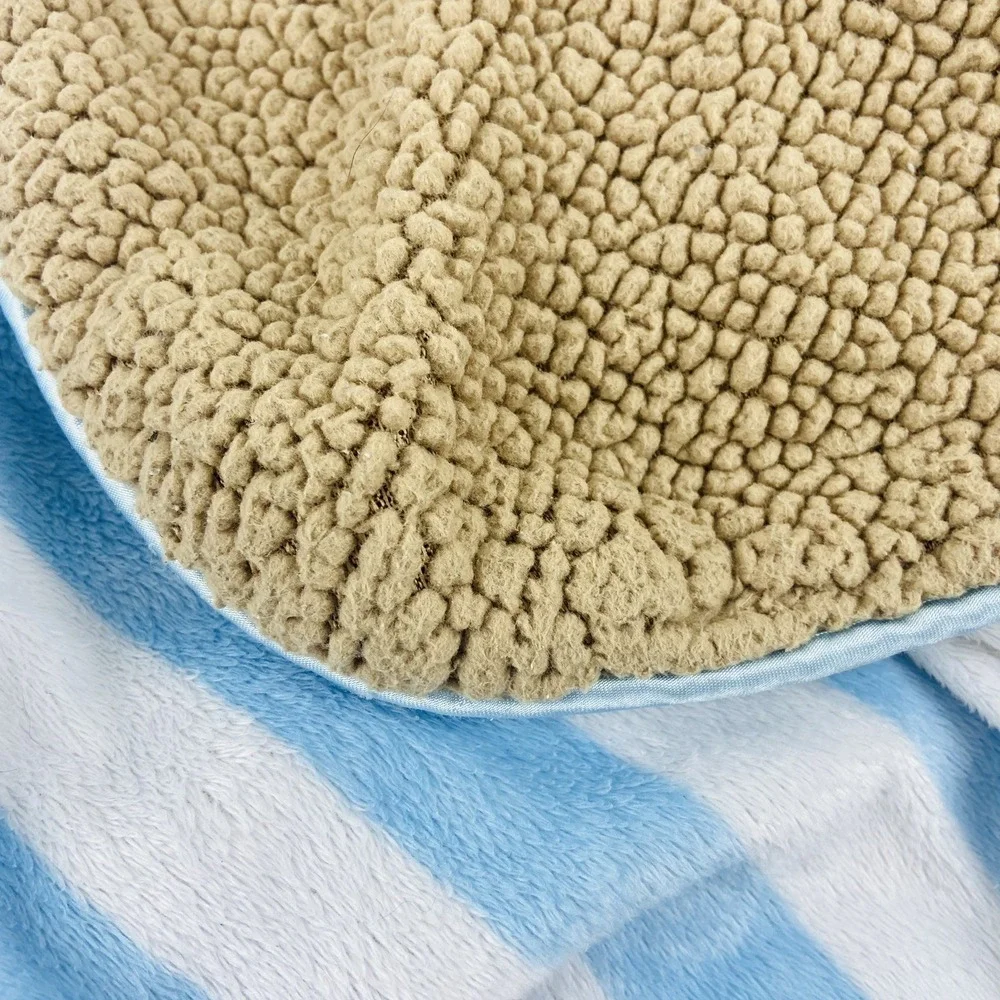 Just One You Carter's Monkey Baby Blanket Striped Blue Brown  Soft Sherpa